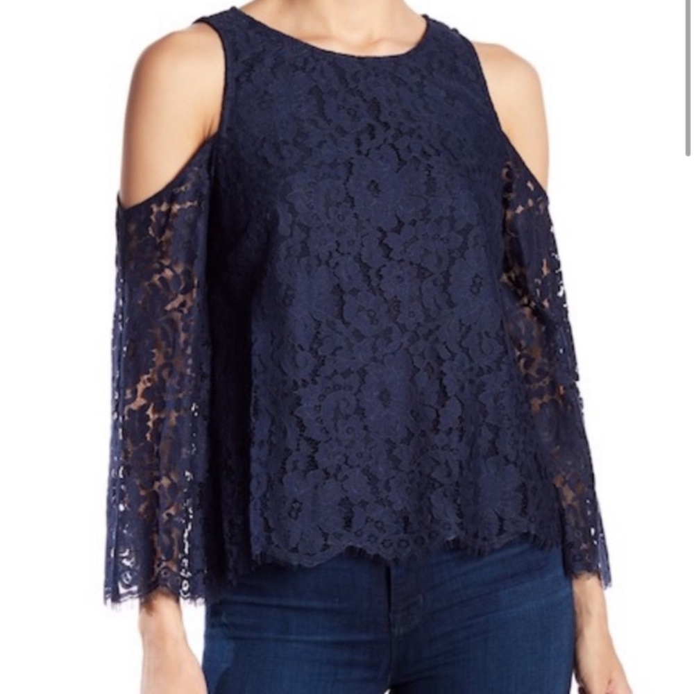 NWT Joie Navy Abay Lace Top